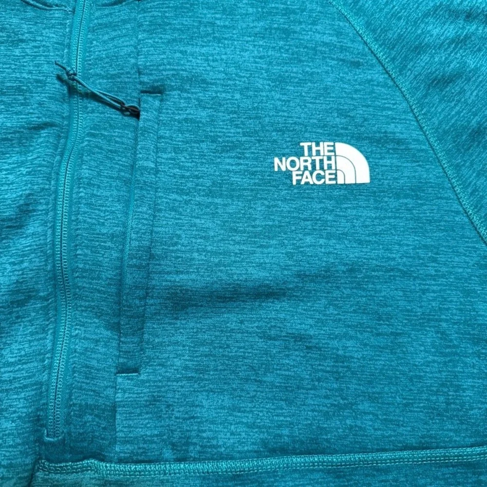 The North Face Fleece Sweater Mens 2XL Green Blue 1/4 Zip Pocket Mock Neck